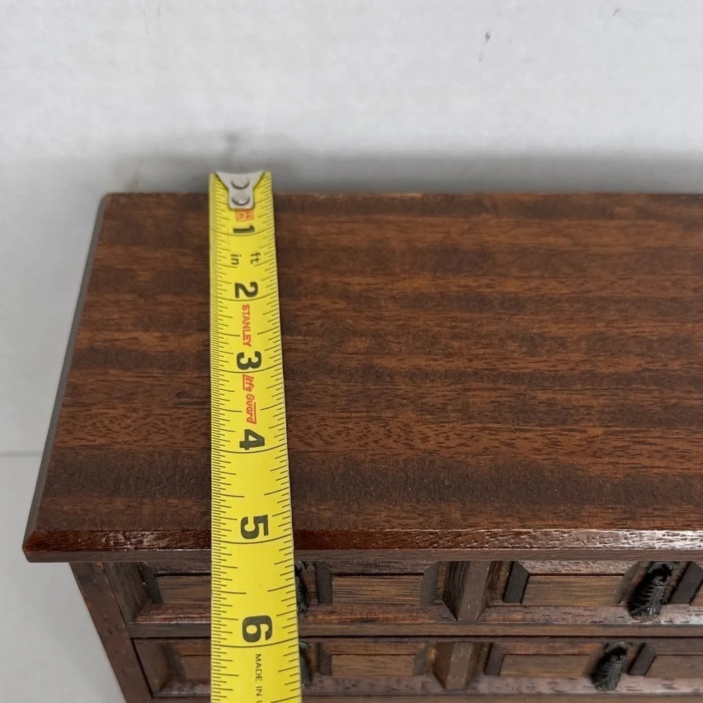 Vintage Mele Japan Vintage Wooden Musical Jewelry Box 3 Drawer Aprox 8